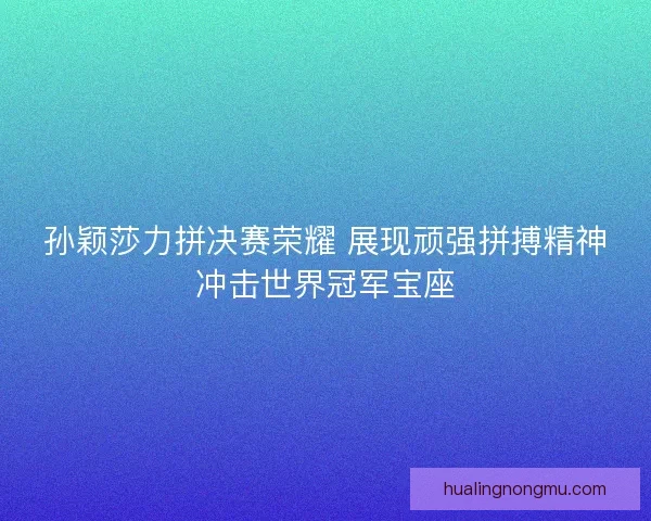 孙颖莎力拼决赛荣耀 展现顽强拼搏精神冲击世界冠军宝座