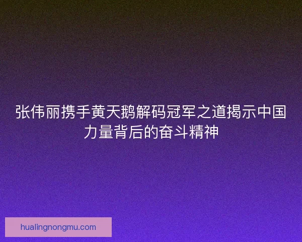 张伟丽携手黄天鹅解码冠军之道揭示中国力量背后的奋斗精神
