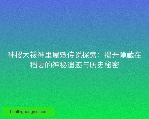 神樱大祓神里屋敷传说探索：揭开隐藏在稻妻的神秘遗迹与历史秘密