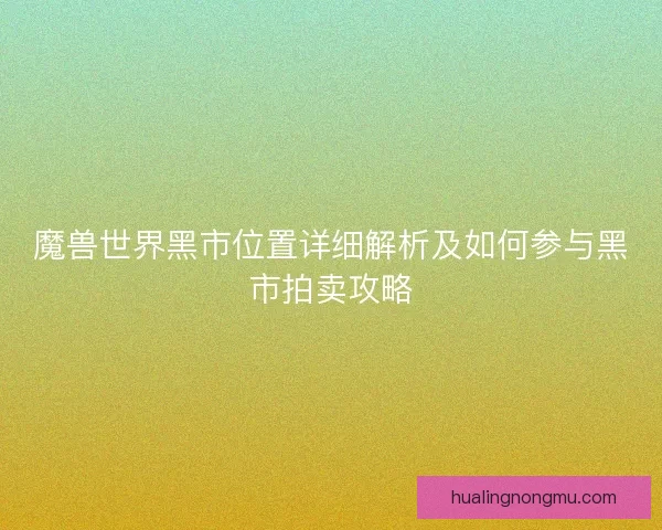 魔兽世界黑市位置详细解析及如何参与黑市拍卖攻略