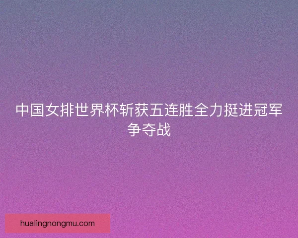 中国女排世界杯斩获五连胜全力挺进冠军争夺战