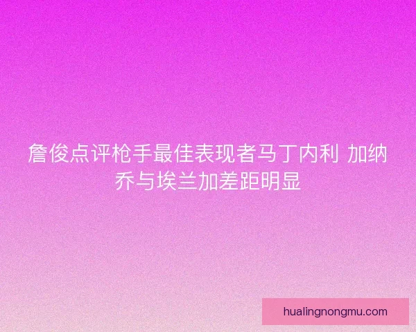 詹俊点评枪手最佳表现者马丁内利 加纳乔与埃兰加差距明显