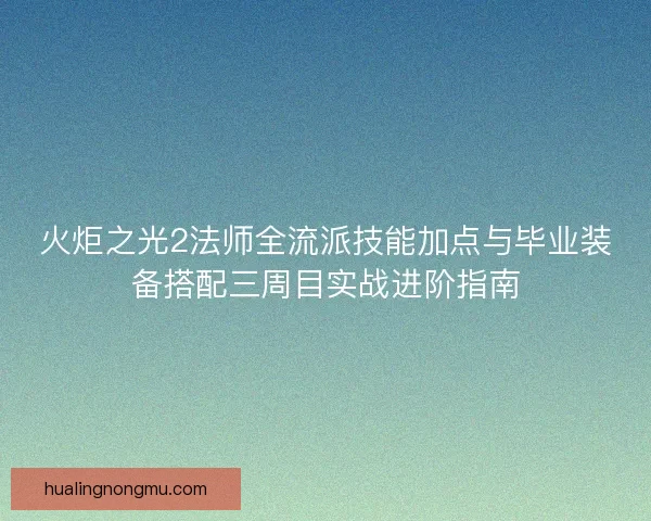 火炬之光2法师全流派技能加点与毕业装备搭配三周目实战进阶指南