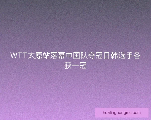WTT太原站落幕中国队夺冠日韩选手各获一冠